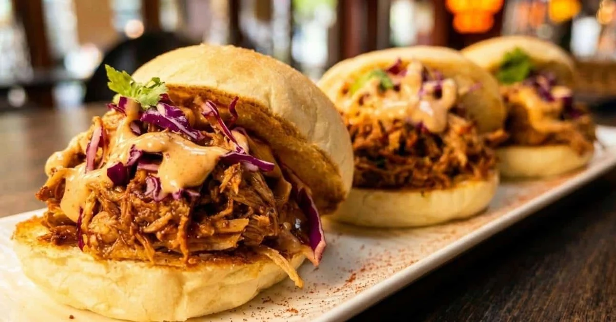 Carnitas sliders, photographed at Eddy’s Cantina
