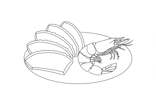 Japanese-Style Abalone, catering dish line drawing