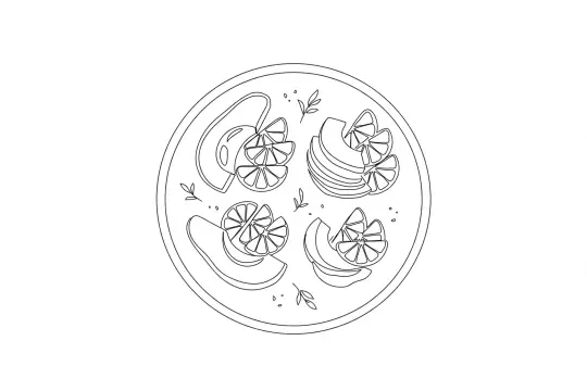 Avocado Citrus Salad, catering dish line drawing