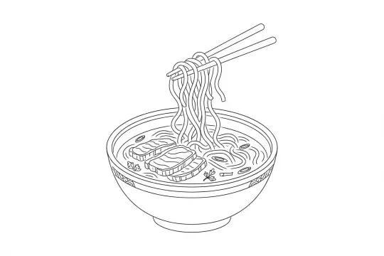 Slow-Braised Beef Noodle Soup, catering dish line drawing