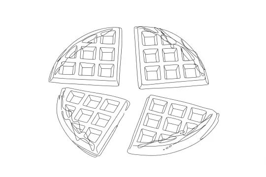 Belgian Waffles, catering dish line drawing