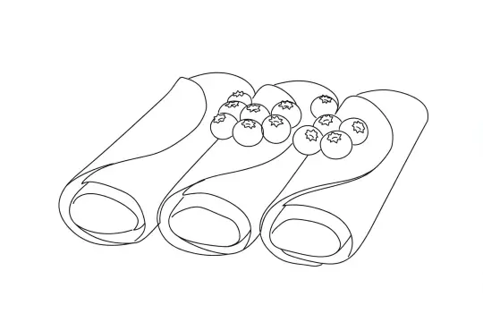Blueberry Crepes, catering dish line drawing