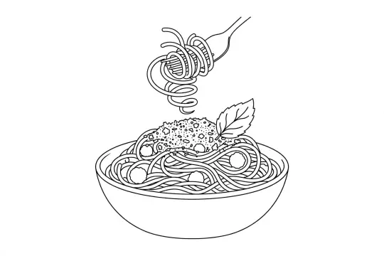 Slow-Simmered Bolognese, catering dish line drawing