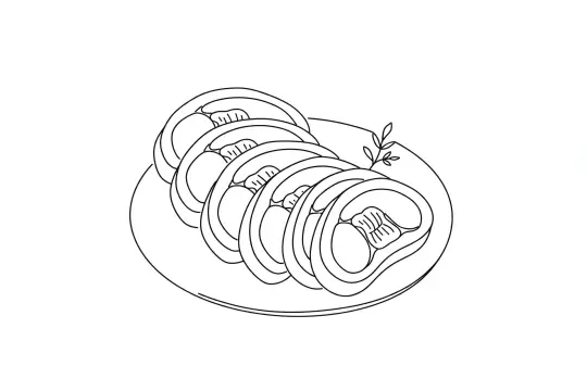 Braised Beef Shank, catering dish line drawing