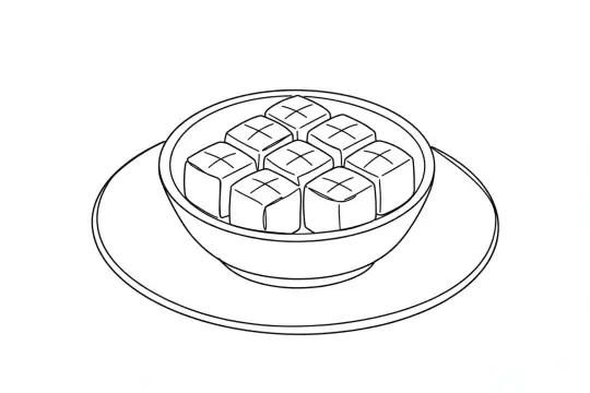 Braised Egg Whites, catering dish line drawing