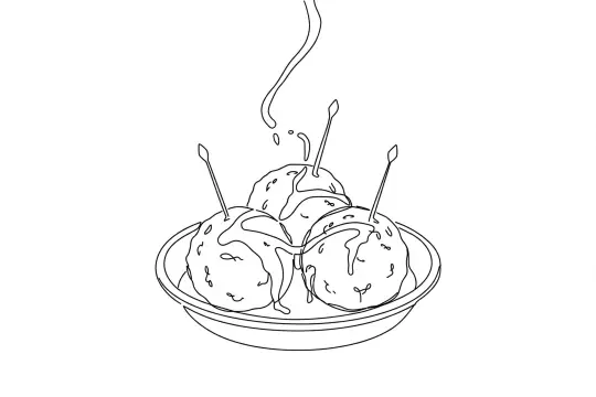 Braised Pork Meatballs, catering dish line drawing