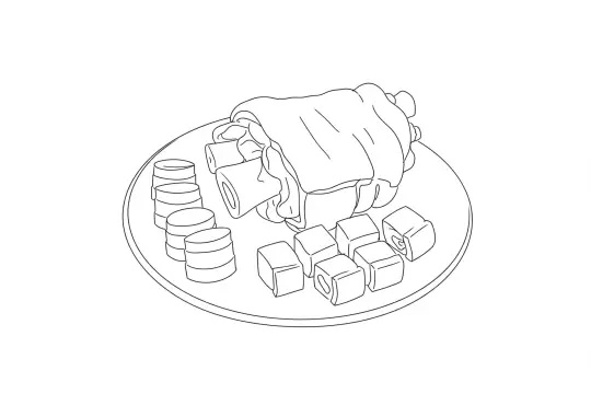Braised Pork Knuckle, catering dish line drawing