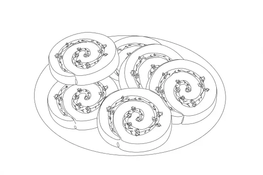 Herb Chicken Roulade, catering dish line drawing
