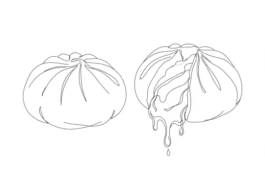 Chocolate Lava Buns, catering dish line drawing