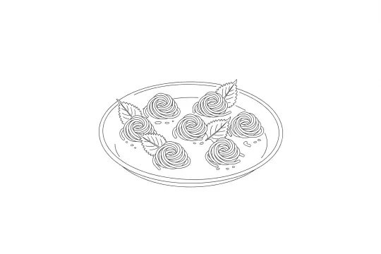Cold Soba, catering dish line drawing