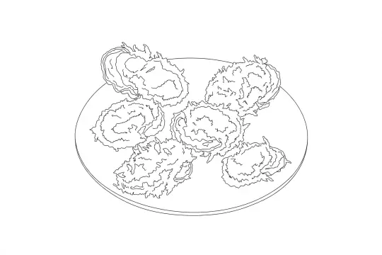Crispy Fried Oysters, catering dish line drawing