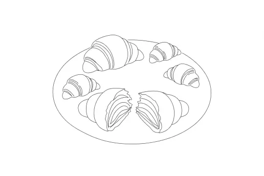 Croissant, catering dish line drawing