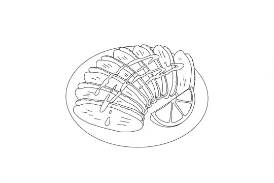 Duck Breast with Orange Sauce, catering dish line drawing