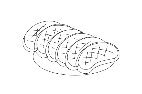 Grilled Beef Tongue, catering dish line drawing