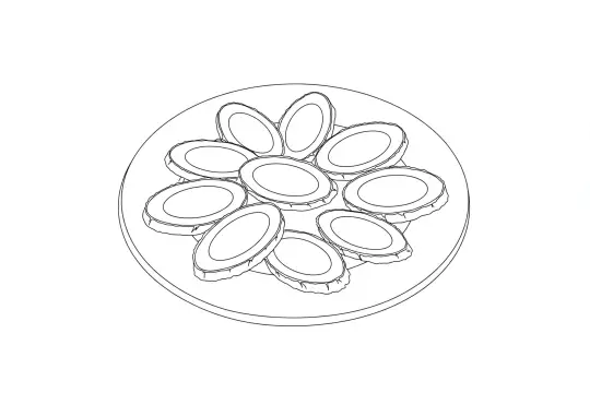 Grilled Mullet Roe, catering dish line drawing
