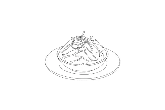 Gyudon, catering dish line drawing