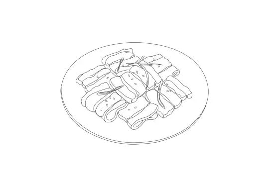 Japanese Char Siu, catering dish line drawing