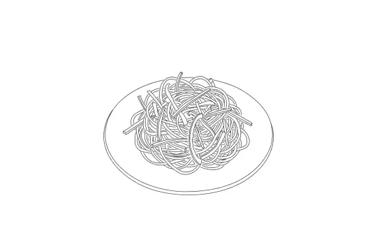Japchae, catering dish line drawing