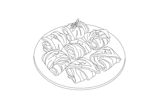 Korean BBQ Beef, catering dish line drawing