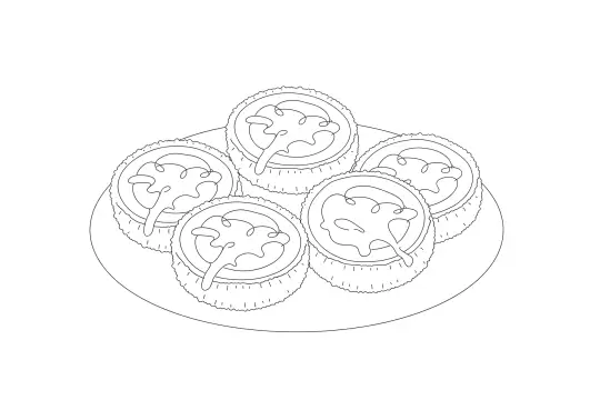 Korean Cheese Corn Dog, catering dish line drawing
