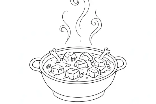 Lamb Hot Pot, catering dish line drawing