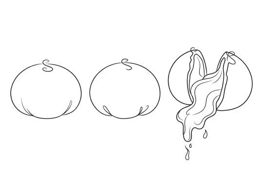 Lava Custard Buns, catering dish line drawing