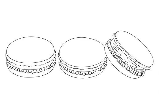 Macarons, catering dish line drawing