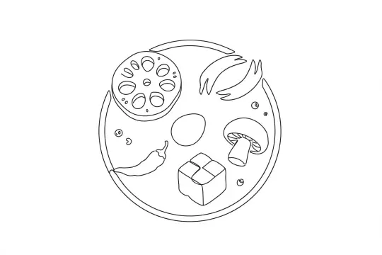 Mala Braised Platter, catering dish line drawing