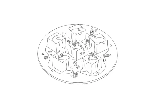 Mapo Tofu, catering dish line drawing