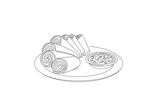Mexican Wraps, catering dish line drawing