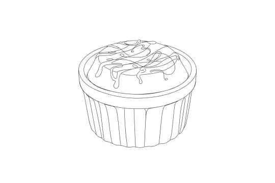 Artisan Milk Egg Pudding, catering dish line drawing