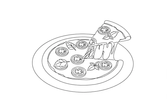 Artisan Stone-Baked Mini Margherita, catering dish line drawing