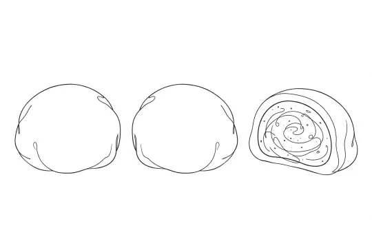 Mochi Daifuku, catering dish line drawing