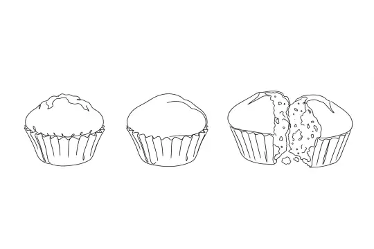 Muffins, catering dish line drawing