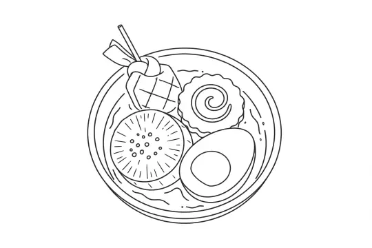 Oden, catering dish line drawing