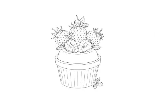 Strawberry Panna Cotta, catering dish line drawing