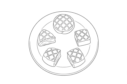 Pineapple Bun, catering dish line drawing