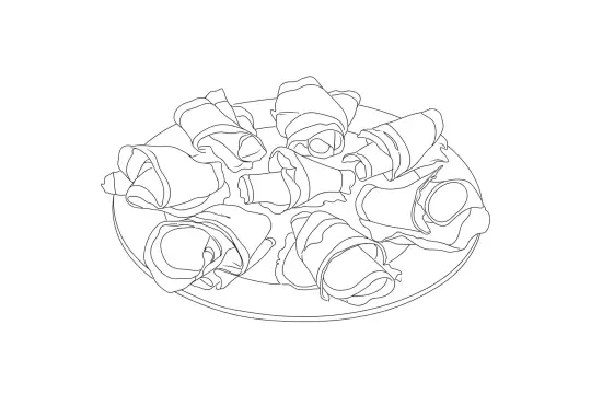 Prosciutto Platter, catering dish line drawing