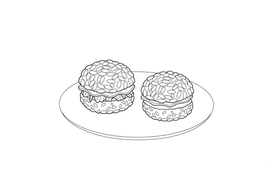 Rice Burger, catering dish line drawing