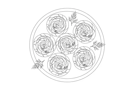 Smoked Salmon Rolls, catering dish line drawing