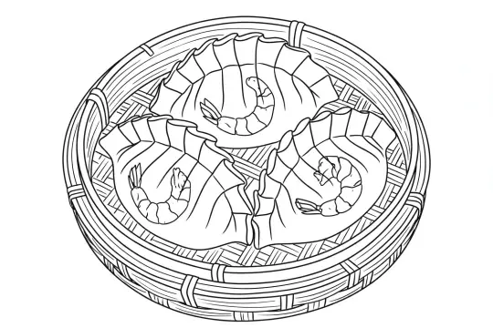 Crystal Shrimp Dumplings, catering dish line drawing