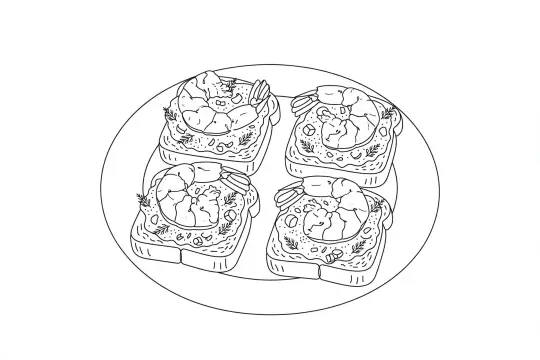 Shrimp Sandwich, catering dish line drawing