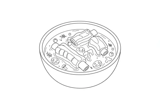 Si Shen Pork Soup, catering dish line drawing