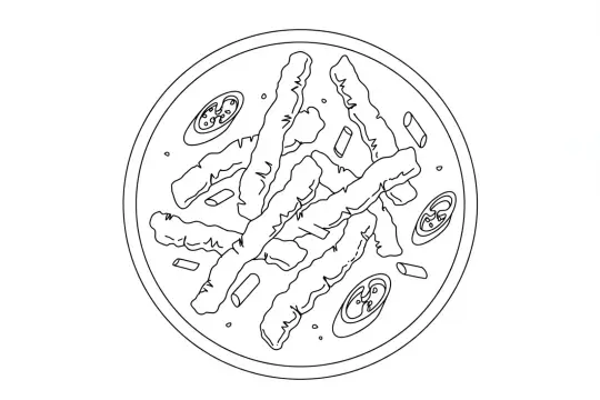 Spicy Korean Pork, catering dish line drawing