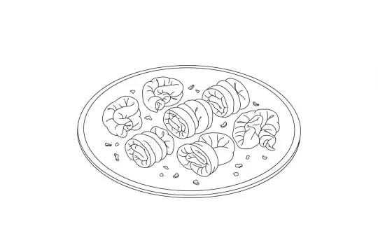 Spicy Pork Intestines, catering dish line drawing