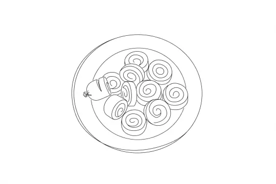 Squid Ink Sausage, catering dish line drawing