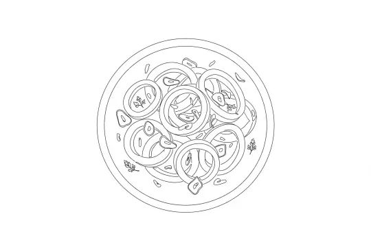 Salt & Pepper Squid Rings, catering dish line drawing