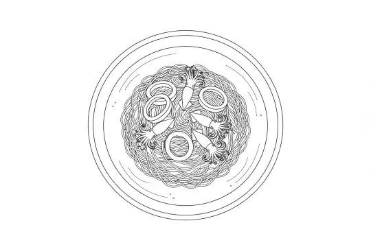 Squid Vermicelli Soup, catering dish line drawing