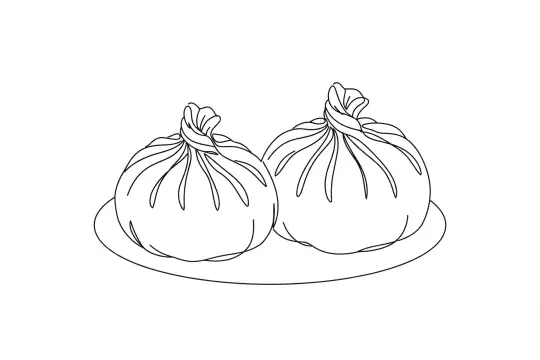 Steamed Pork Buns, catering dish line drawing
