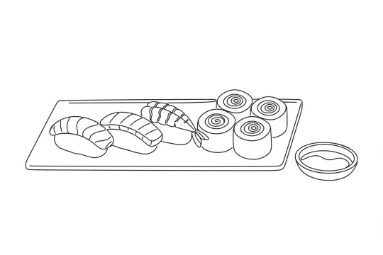 Chef's Sushi Selection, catering dish line drawing
